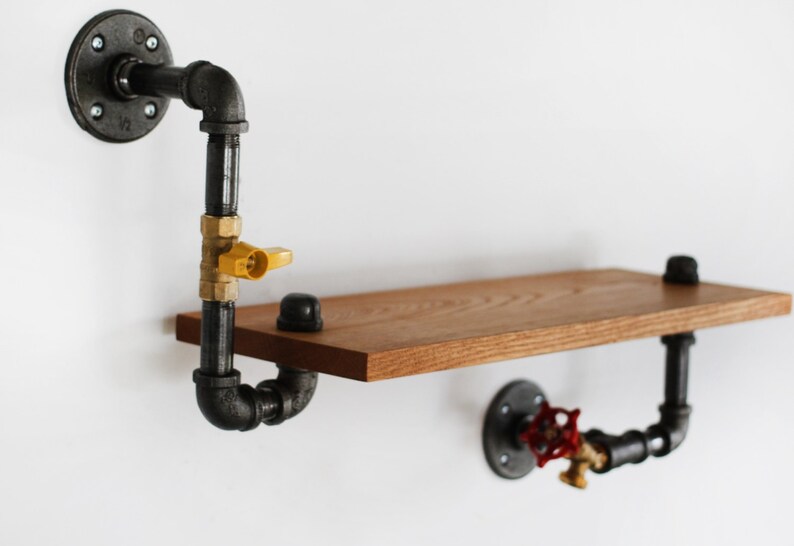 Black Iron Pipe Wall Hung Shelf Industrial Style Single Etsy