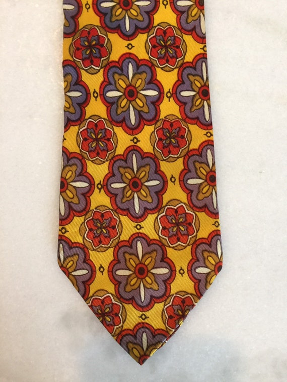 Geometric Floral Silk Vintage Tie