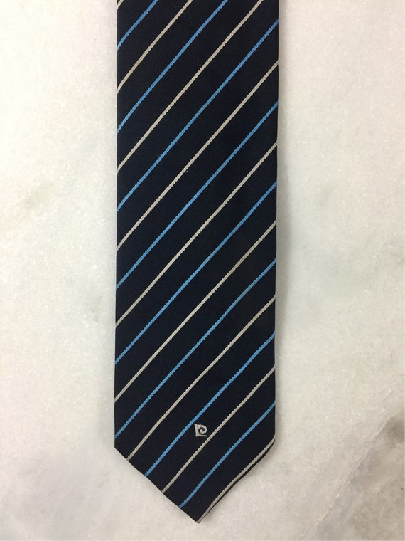 Vintage Blue and White Stripe Pierre Cardin Tie.