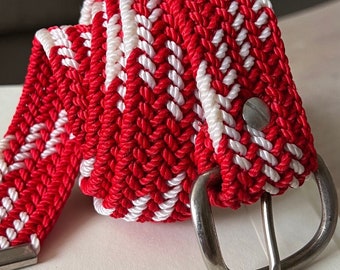 Nylon Cord Rope Braided Woven Black Red Western Belt Vintage  display picture 2