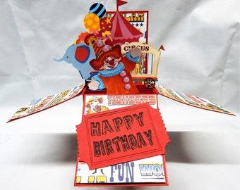 big top,stage,fun,childrens card,circus,band,elephant,bunting,colourful,Laser cut card,pop out card,3d gift card,3d,gift card