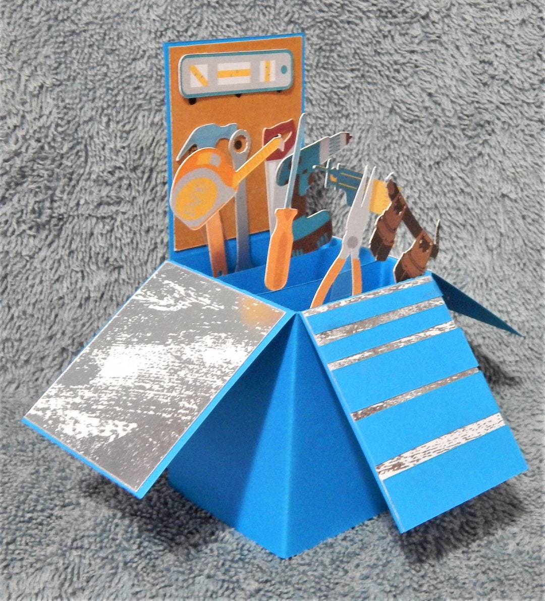 Blue Tool Box Pop up Card Etsy
