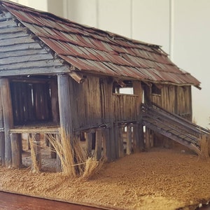 Handmade Miniature Australian Shearing shed. Model building.