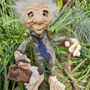 Gordon the old man poseable OOAK gnome/troll doll.