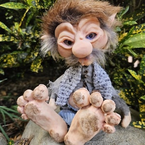 Fowler is a handmade OOAK poseable art doll collectible sculpture.