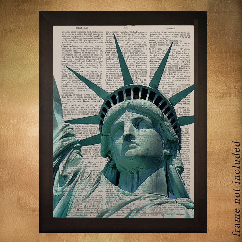 Statue of Liberty Dictionary Art Print Freedom Nyc New York Etsy