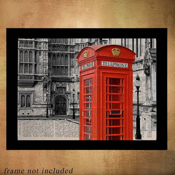 London Red Phone Booth Dictionary Art Print Architecture 