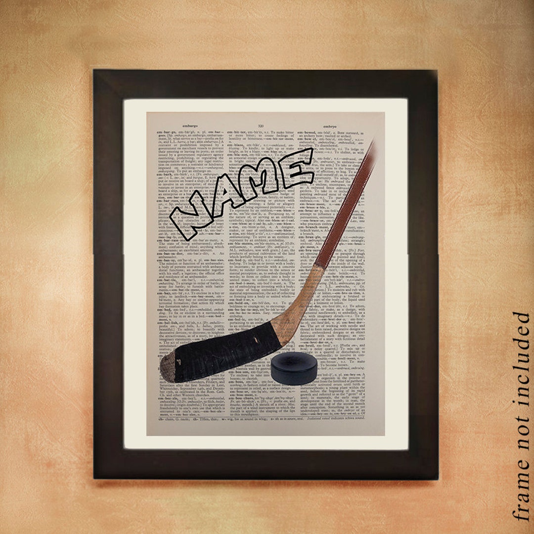 Hockey Stick Dictionary Art Print Personalized Name Puck Ice Etsy Canada