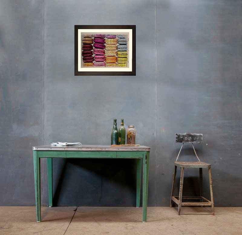 Macarons print kitchen decor food art kitchen art upcycled Etsy