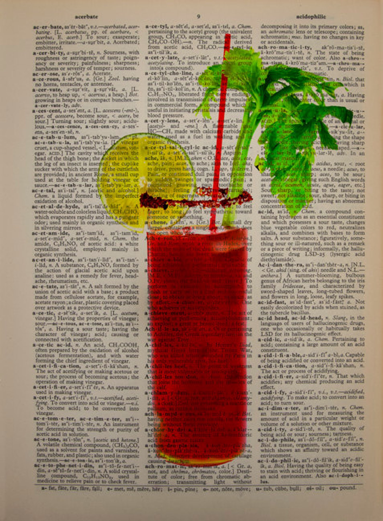 Bloody Mary Dictionary Art Print Alcohol Drink Tomato Vodka Etsy