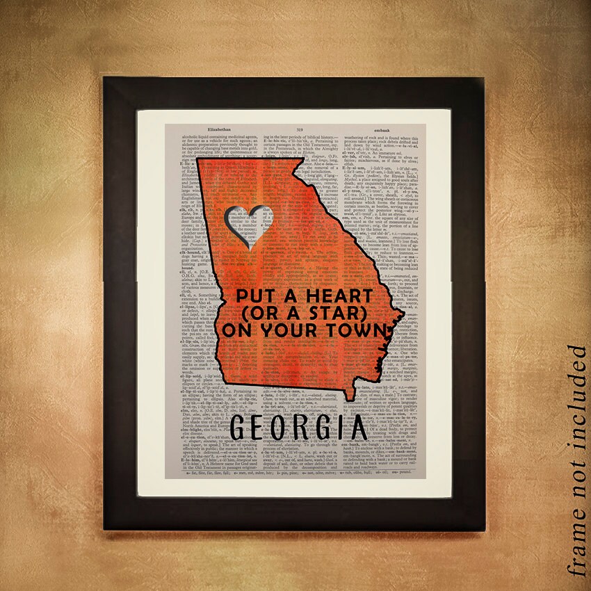 Map Dictionary Art Print State University Atlanta Wall Etsy