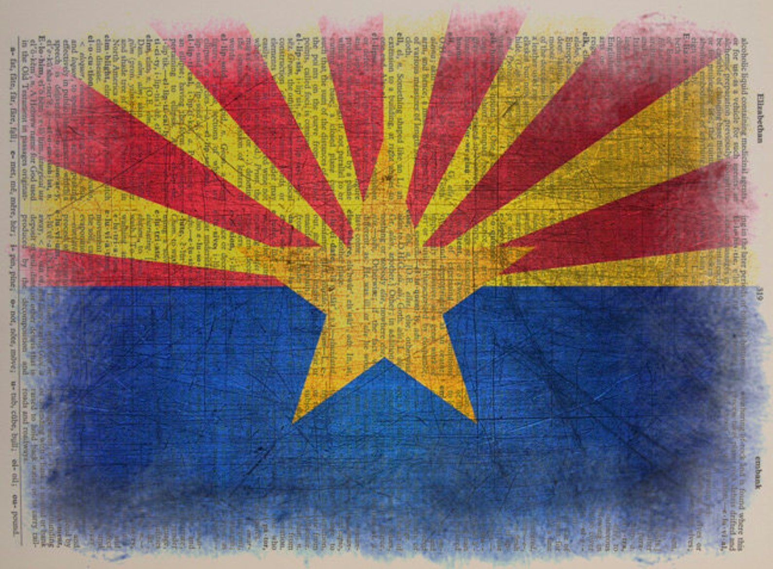 Arizona State Flag Dictionary Art Print Phoenix Tucson Wall - Etsy