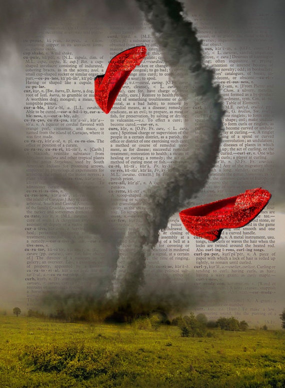 Dorothy's Red Shoes Wizard of Oz Print Tornado Movie - Etsy UK