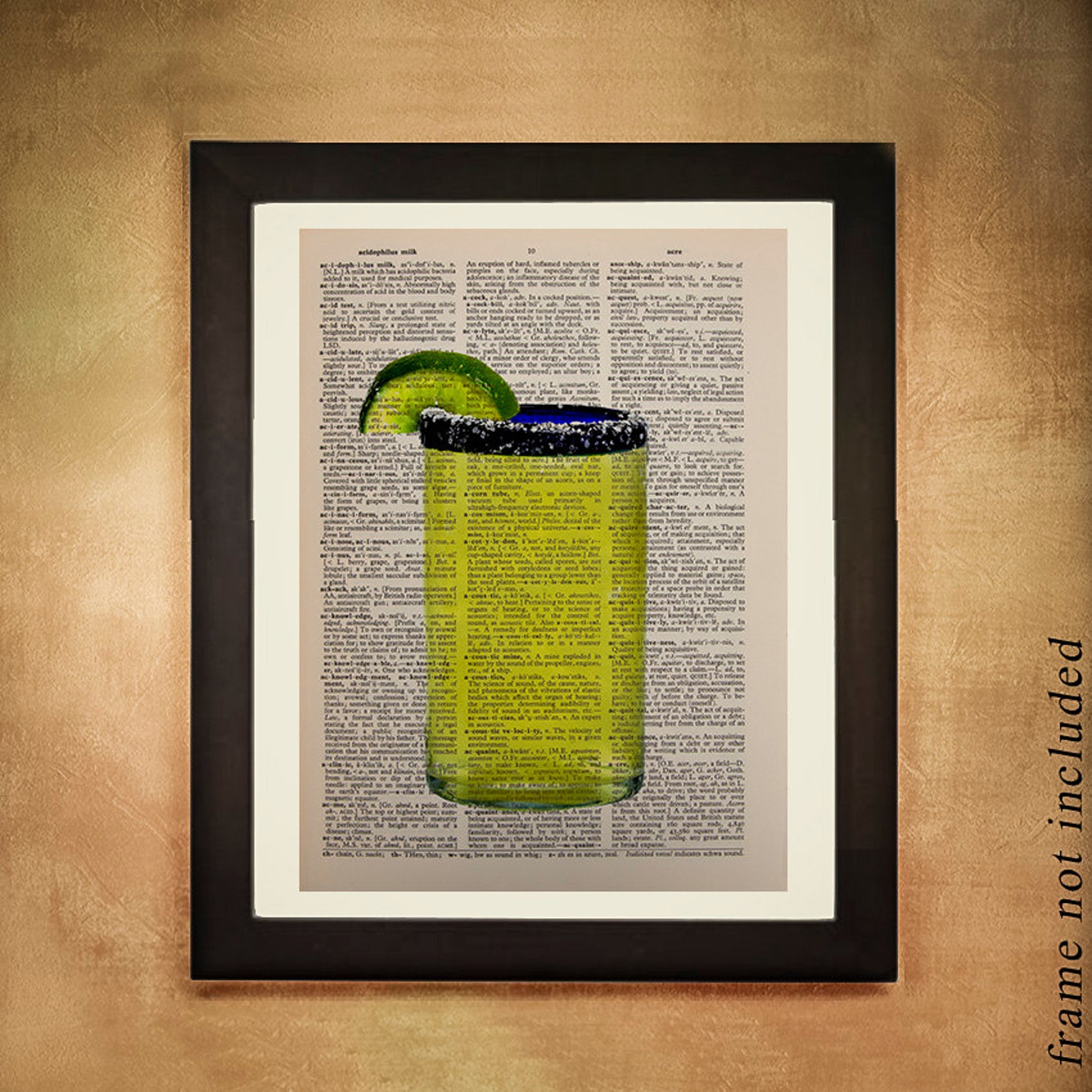Margarita Dictionary Art Print Tequila Lime Green Alcohol Etsy