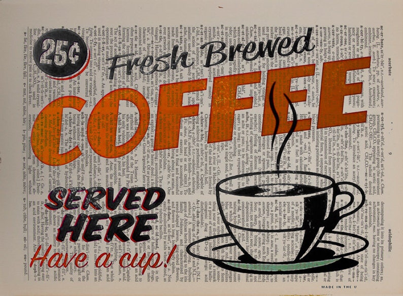 Coffee Dictionary Art Print Coffee Latte Poster Food Art Etsy