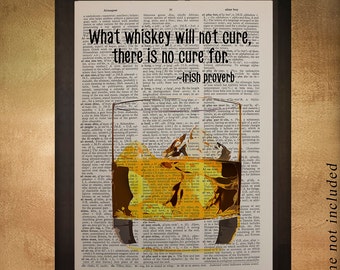 Whiskey Dictionary Art Print Bourbon Art Decor Scotch Quote Bar Art Home Decor Drink Gift Ideas da1003