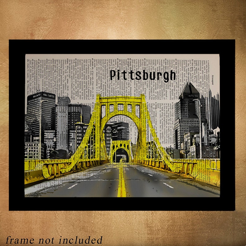 Pittsburgh Bridges Dictionary Art Print Pennsylvania Bridge Etsy