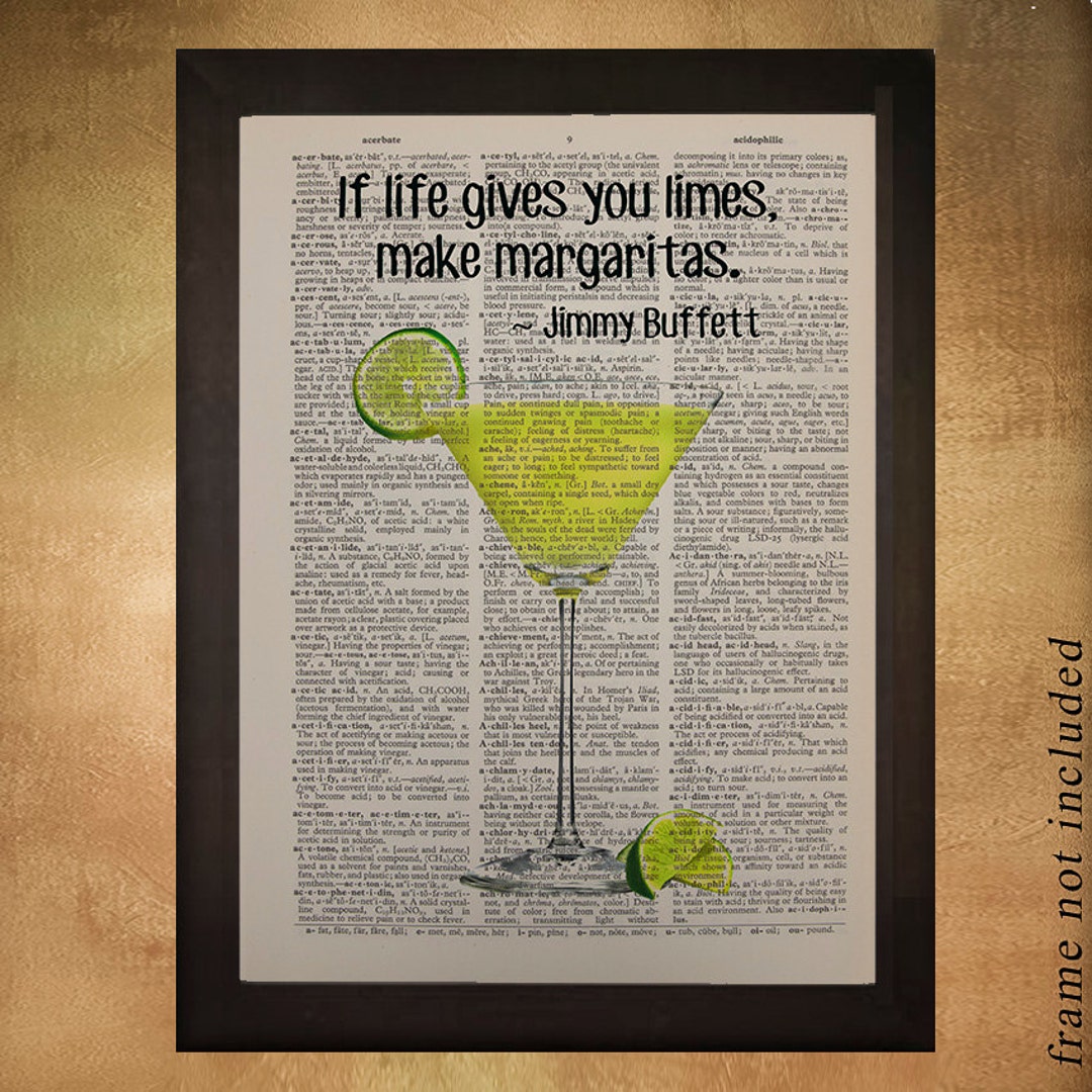 Margarita Dictionary Art Print, Tequila Lime Jimmy Buffett Quote