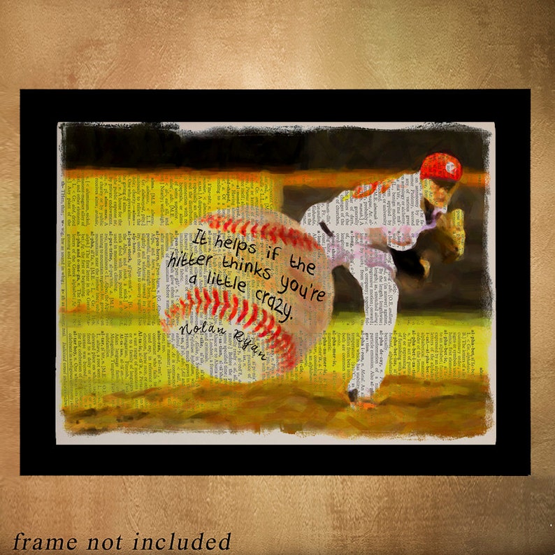 Baseball Dictionary Art Print Nolan Ryan Quote Gift For Men Etsy