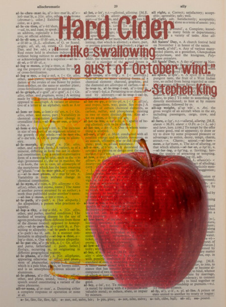 Hard Cider Dictionary Art Print Apple Cider Applejack Stephen Etsy