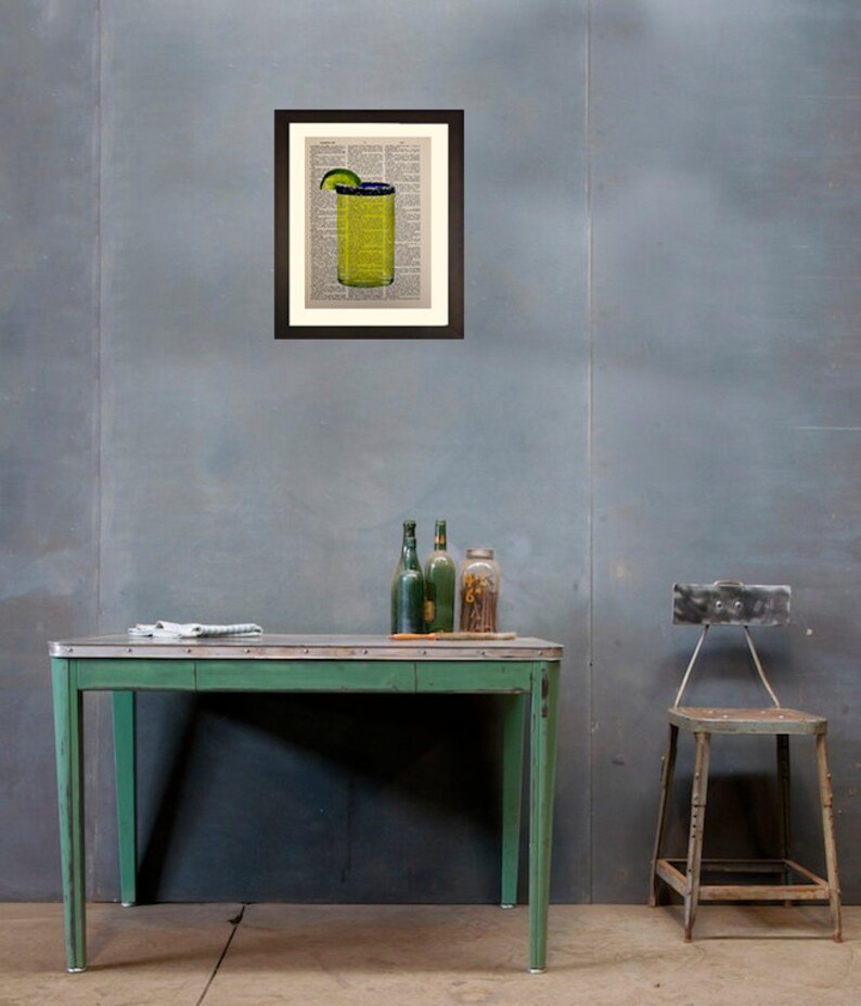Margarita Dictionary Art Print Tequila Lime Green Alcohol Etsy