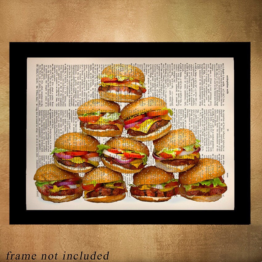 Hamburger Dictionary Art Print Pyramid Burger Stack Food Art Etsy