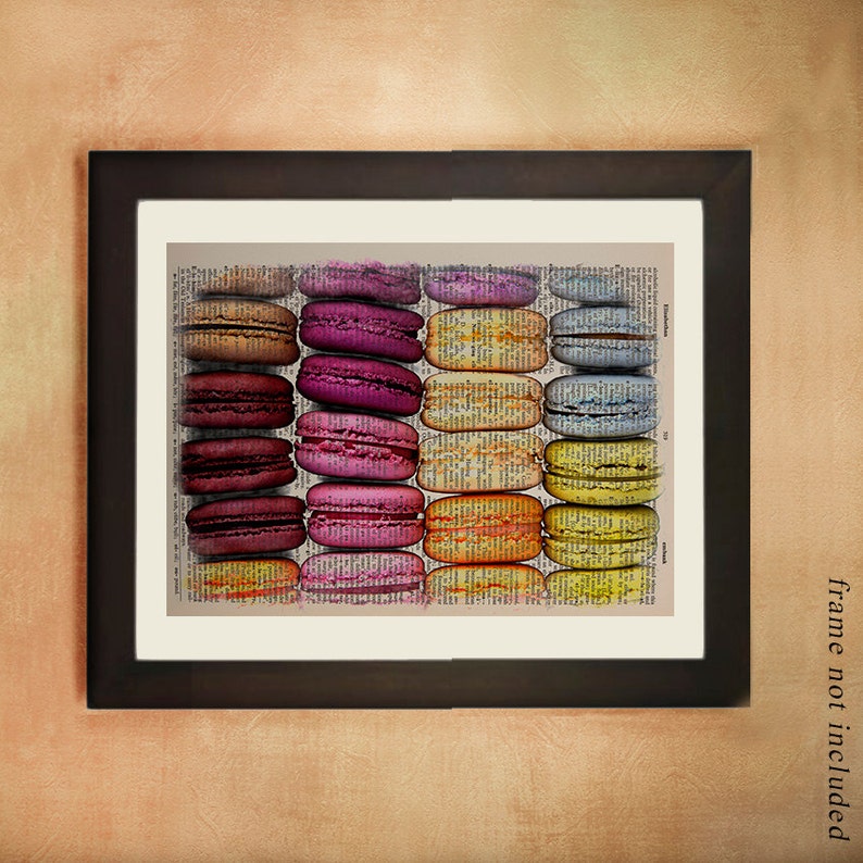 Macarons print kitchen decor food art kitchen art upcycled Etsy