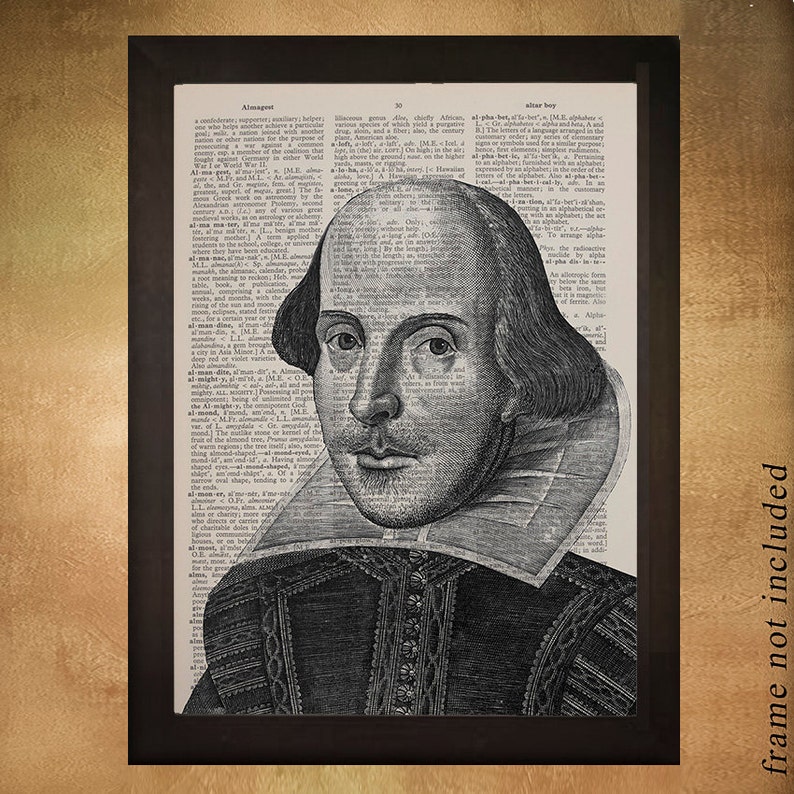 William Shakespeare Portrait Dictionary Art Print Writer | Etsy