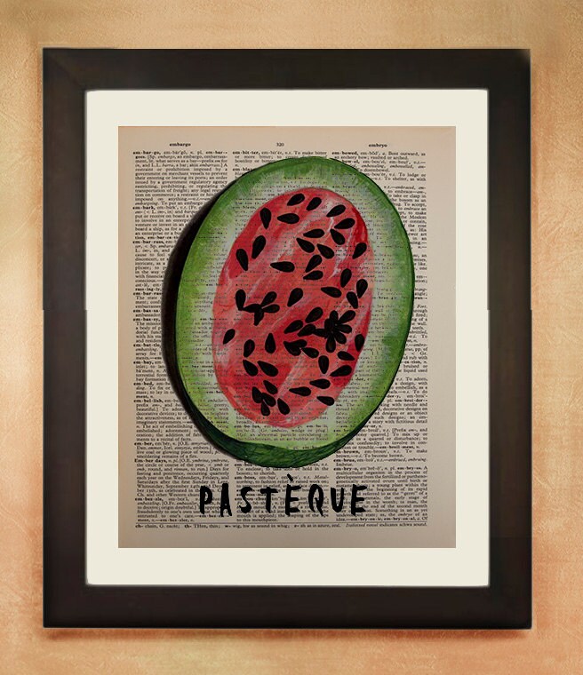 Watermelon Dictionary Art Print Food Art Kitchen Art Fruit Etsy