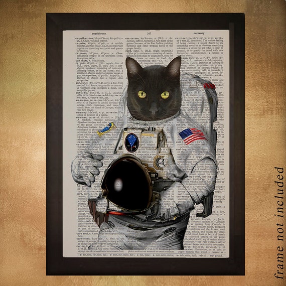 Black Cat Astronaut Dictionary Art Print Kitten Kitty Space - Etsy Black Cat Astronaut Dictionary Art Print Kitten Kitty Space - Etsy