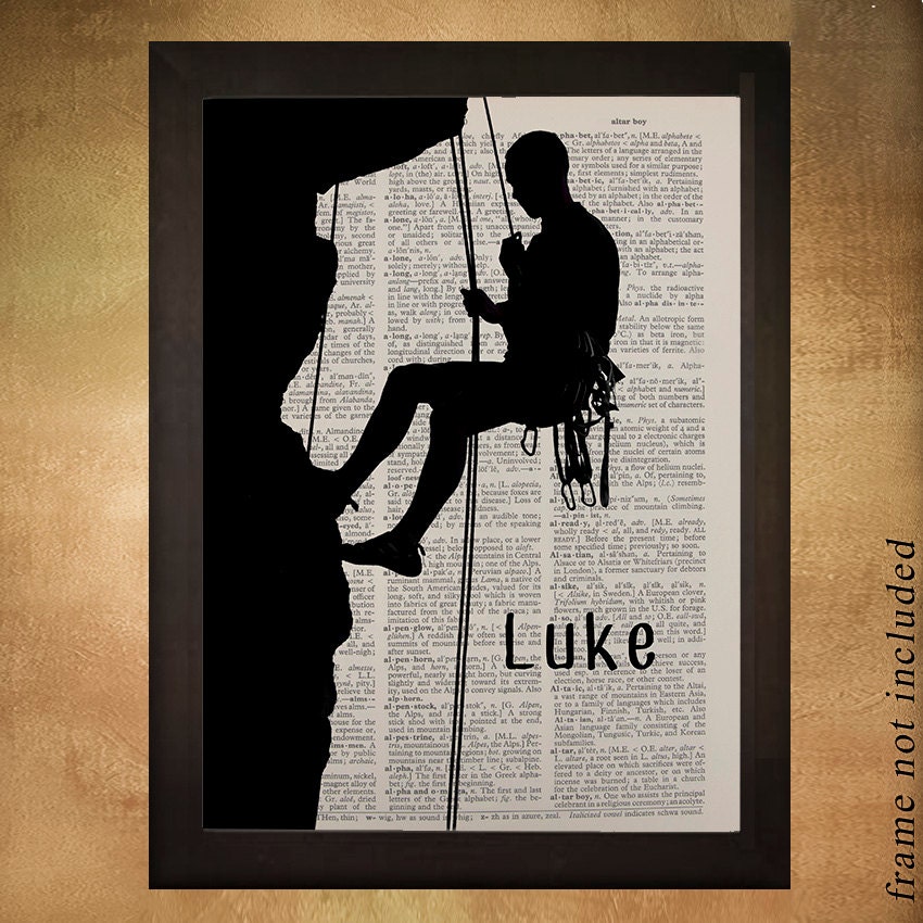 Rock Climbing Dictionary Art Print Decor Rock Climbing Poster Etsy