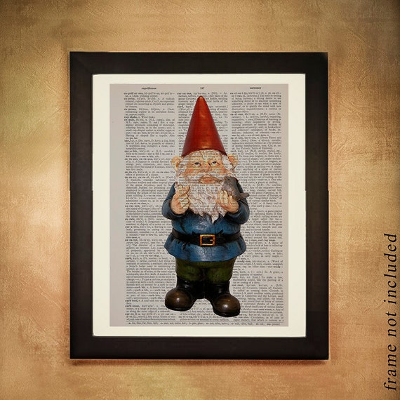 Gnome Statue Dictionary Art Print Garden Gnome Amelie Home Etsy