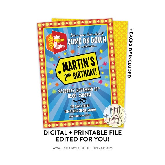 The Price is Right Birthday Party Invitation // DIGITAL Etsy