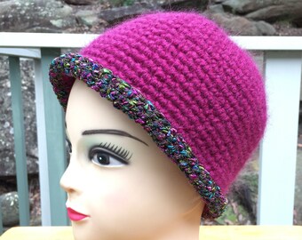 Sombrero de ganchillo - sombrero rosa - sombrero de agcs rosa - cloche de ganchillo - sombrero magenta - Jennifree Designs