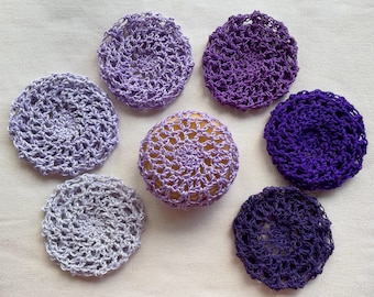 Cubre moños malva y morado - cubre moños de ballet - cubre moños de crochet - cubre moños - redecilla para el pelo - redecilla para moños