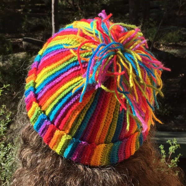 Simple ribbed beanie pattern - crochet beanie pattern - striped hat pattern - ribbed hat pattern - crochet pattern - Jennifree Designs