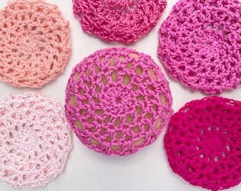 Couverture rose pour chignon - couverture de ballet - couverture de chignon au crochet - couvertures de chignon - résille - résille