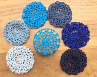 Cubre moños azules - cubre moños de ballet - cubre moños de crochet - cubre moños - redecilla para el pelo - redecilla para moños