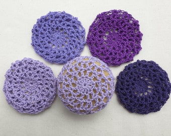 Mauve and purple bun covers – ballet bun cover - crochet bun cover -  bun covers - hair net - bun net