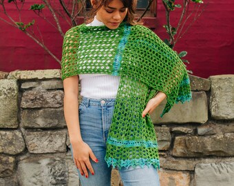 Patrón de chal Flight of Fancy – patrón de crochet de encaje – patrón de envoltura de encaje – patrón de bufanda de encaje - Jennifree Designs