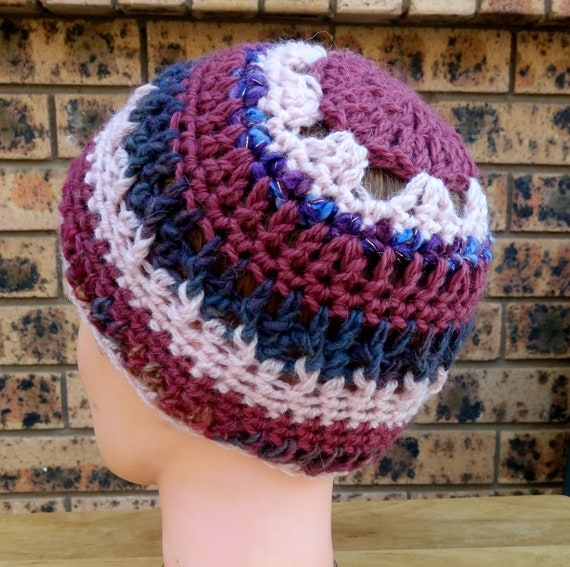 burgundy crochet hat
