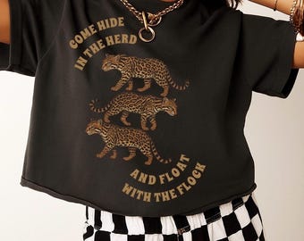 Phish Ocelot CROPPED Tee | Come Hide in the Herd Tee | Jam Band Graphic T Shirt | Phish Lyrics Shirt | Tour Lot Tee