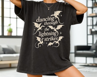 Lightning Strikes Fourth Wing Inspired | Dragon Lightning Typography T-shirt