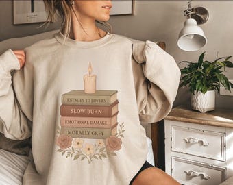 Enemies to Lovers Bookstack Sweatshirt • Cozy Bookish Crewneck • Romantasy Lovers • Slow Burn Morally Grey Romantasy Gift for Readers