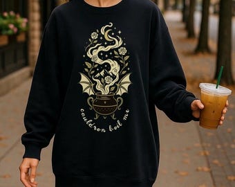 Cauldron Boil Me Sweatshirt • ACOTAR Inspired Shirt • Feyre Rhysand Night Court Aesthetic • Bat Wings Cozy Fantasy Pullover • Bookish Fae