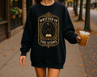 Written in the Stars-sweater • Geïnspireerd op Zodiac Academy • Darcy & Orion Vibes • Romantasy, leesgrage ronde hals • Dark Academia Starty Lovers
