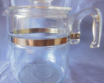 Vintage Flameware Pyrex #7759-B 9 Cup Glass Percolator Coffee Pot and Lid. POT & LID ONLY -  Excellent Condition