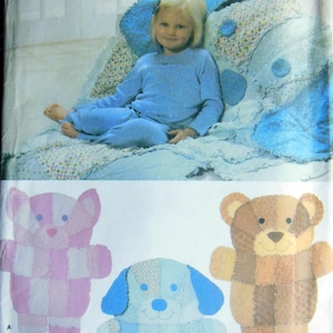 Rare Original (2004) Simplicity #4993 Animal Rag Quilts -Throws Sewing Pattern  Cat-Dog-Doggie-Bear New Uncut Free Shipping
