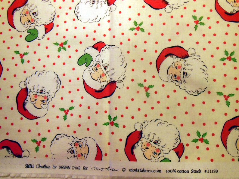 2 Yards Swell Christmas By Urban Chiks For Moda Santa Cream Background 31120 11 100 Cotton Very Hard To Find Sold Out Everywhere Dyeing Batik Craft Supplies Tools