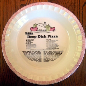 Vtg Watkins Deep Dish Pizza Pie Pan Recipe Pie Plate Dish 11&quot; 1981   NEW